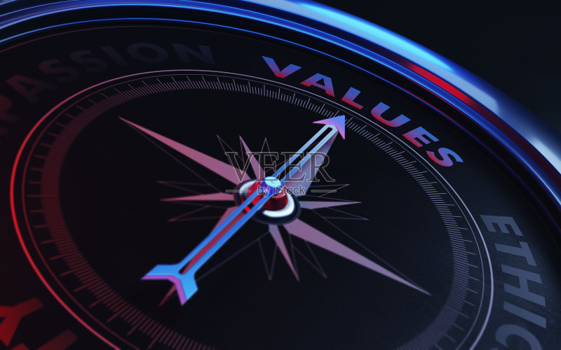 指向ValuesText的指南针箭头正版图片素材
