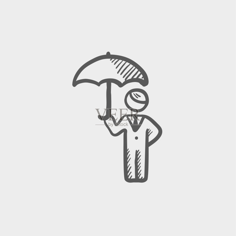 拿着雨伞的商人速写图标图标素材