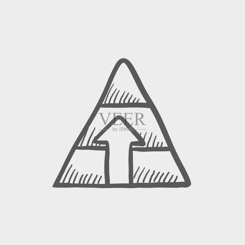 带有向上箭头的金字塔草图图标图标素材