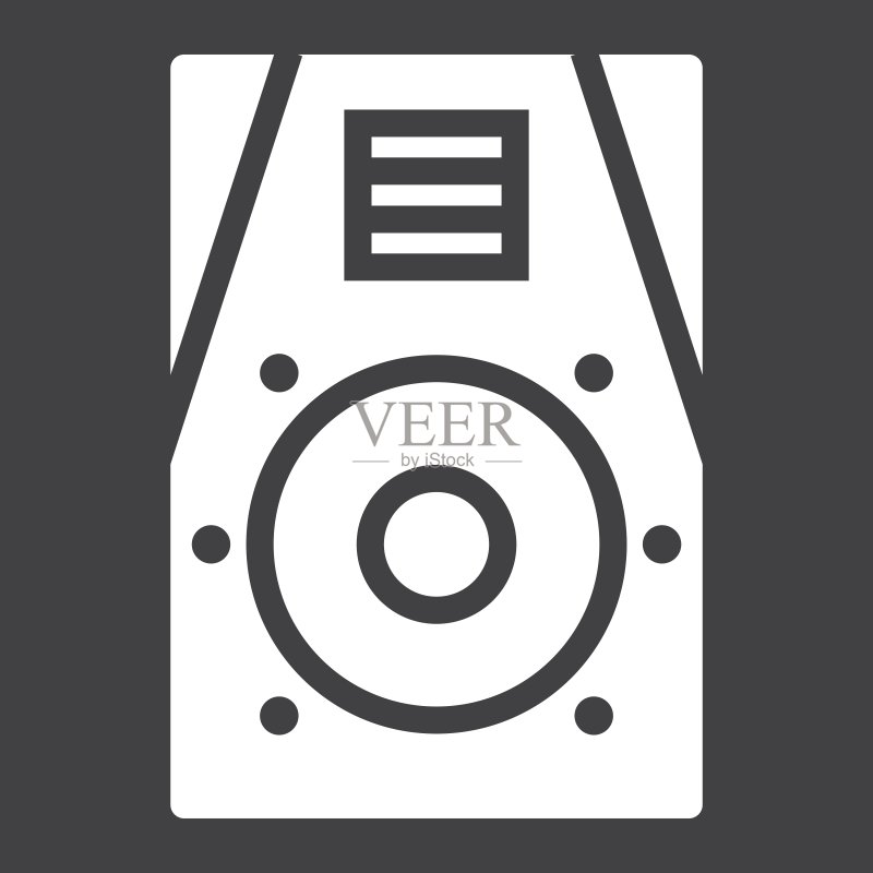 音频监听器字形图标,音乐和乐器,声音符号矢量图形,黑色背景上的实体图案,eps 10。图标素材