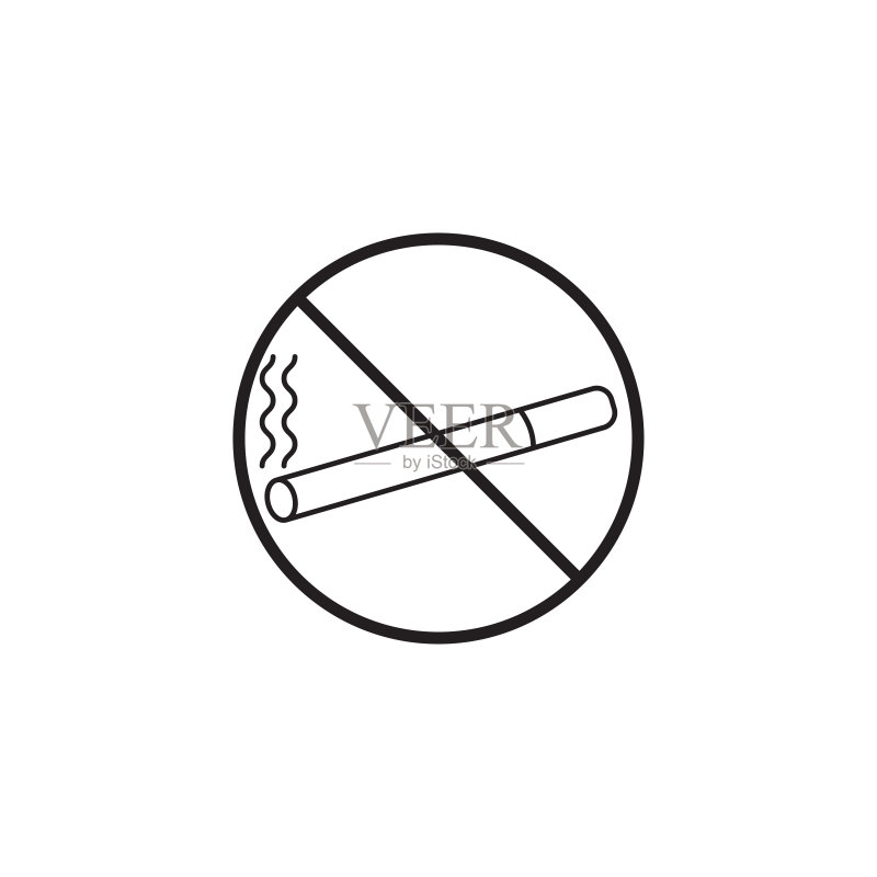 禁止吸烟线图标,禁止标志图标素材