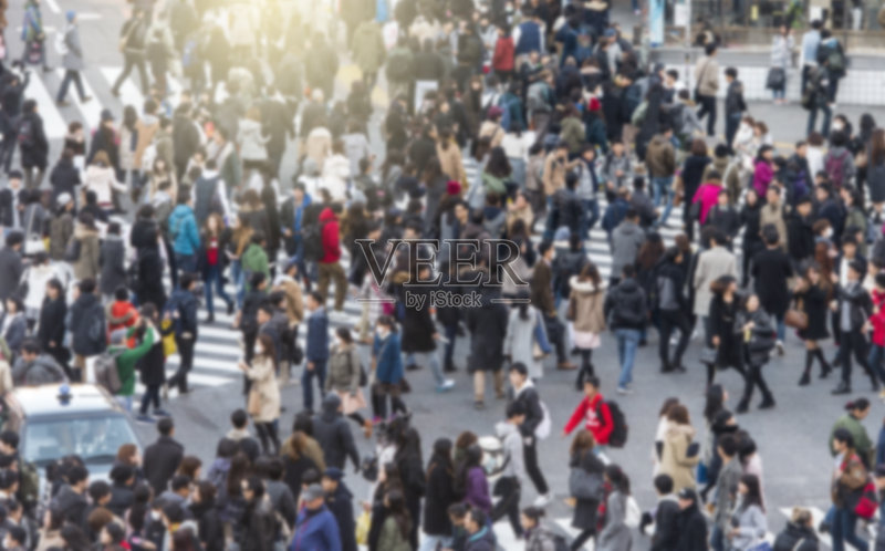 亚洲城市人群的散焦图片正版图片素材