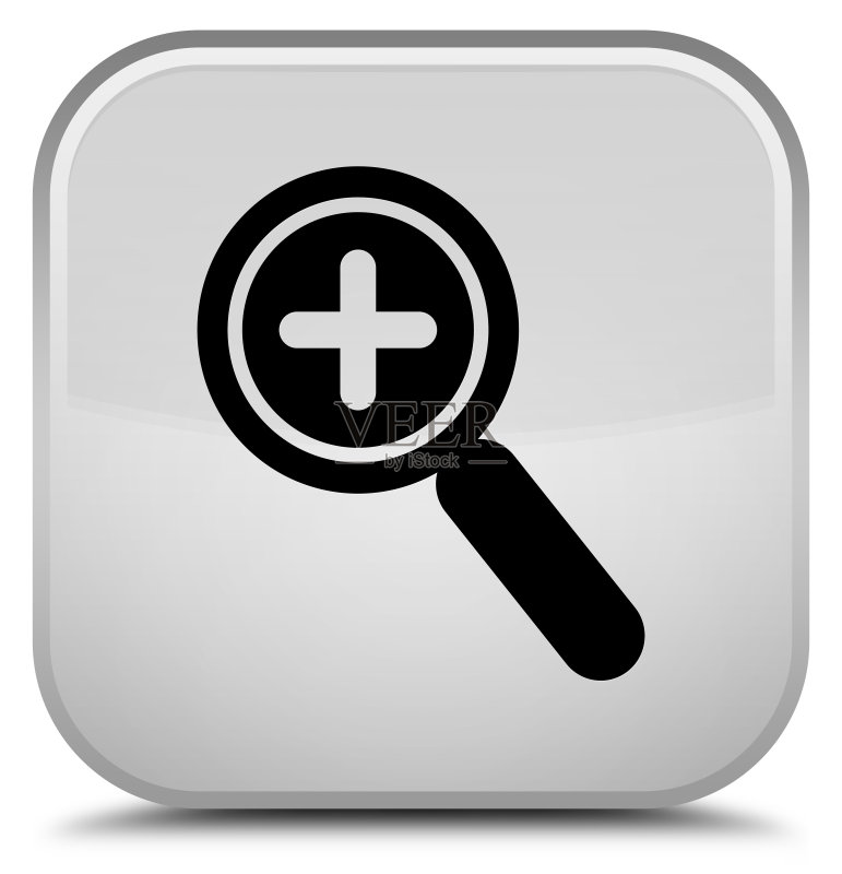 放大图标白色方形按钮图标素材