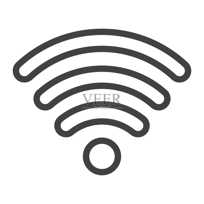 Wifi线条图标,网页和移动设备,网络标志矢量图形,白色背景上的线性图案,EPS 10图标素材