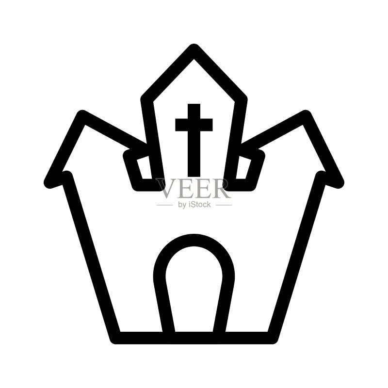 幽灵城堡细线矢量图标图标素材