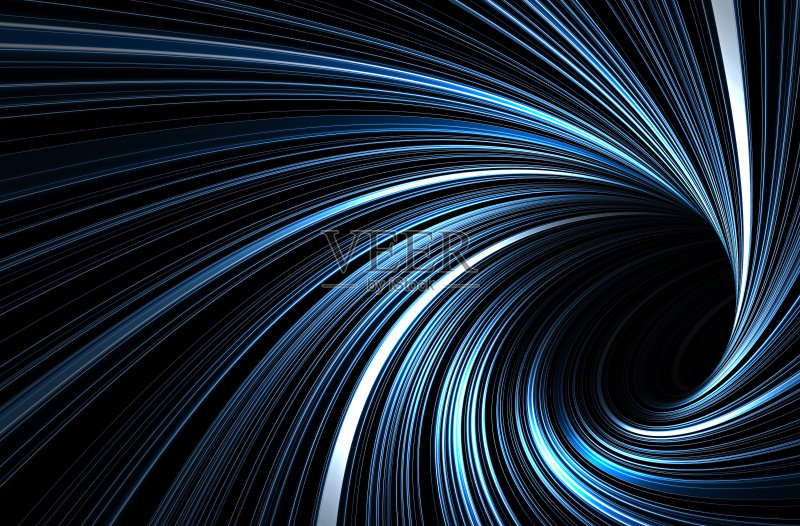 深蓝色隧道与发光的螺旋线正版图片素材