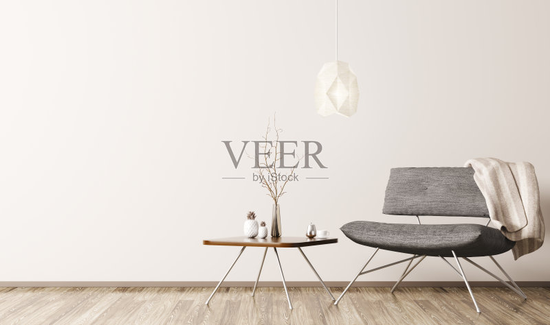 室内扶手椅和咖啡桌3d渲染正版图片素材