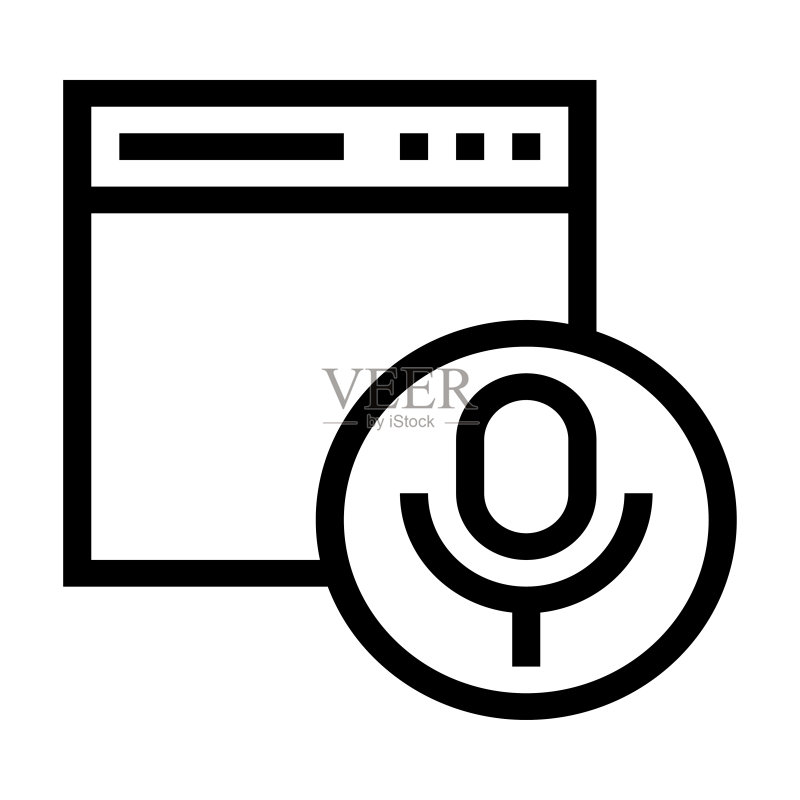 Web录音机细线矢量图标图标素材