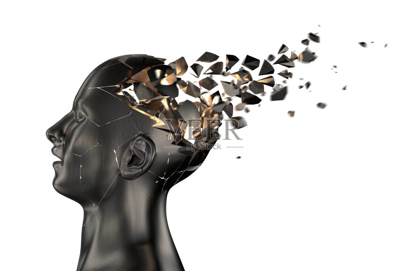 人的头碎成碎片正版图片素材