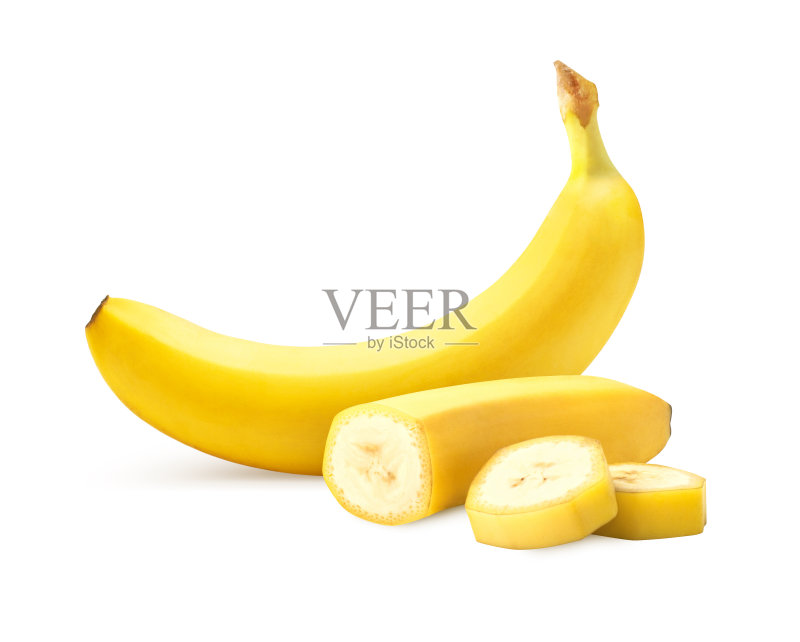 分离的香蕉水果和切片的香蕉分离正版图片素材