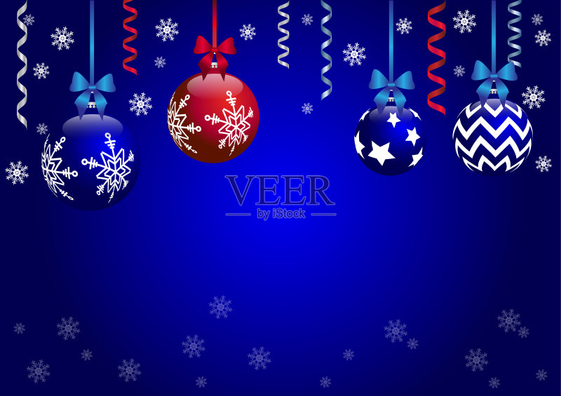 圣诞快乐,新年快乐。带球圣诞卡正版插画素材