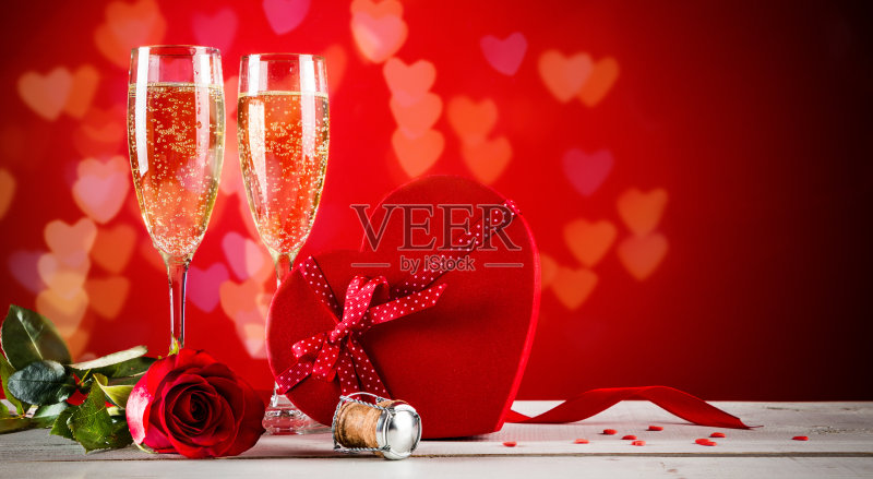 情人节背景香槟正版插画素材