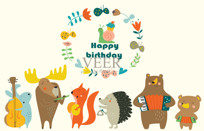 可爱的卡通狮子角色正版插画素材