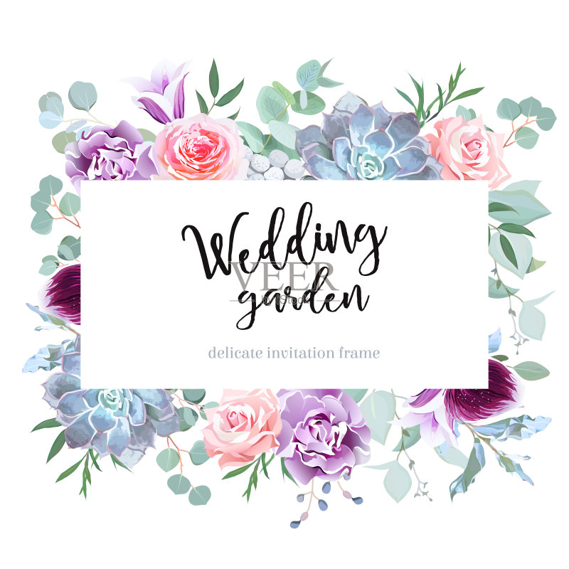 时尚的梅花和粉红色的花朵矢量设计卡正版模板素材