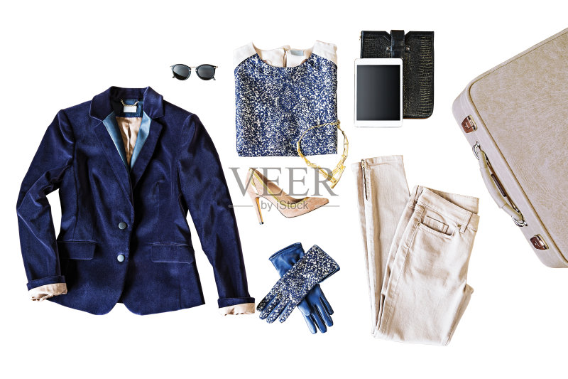 妇女的服装孤立在木制背景上正版图片素材