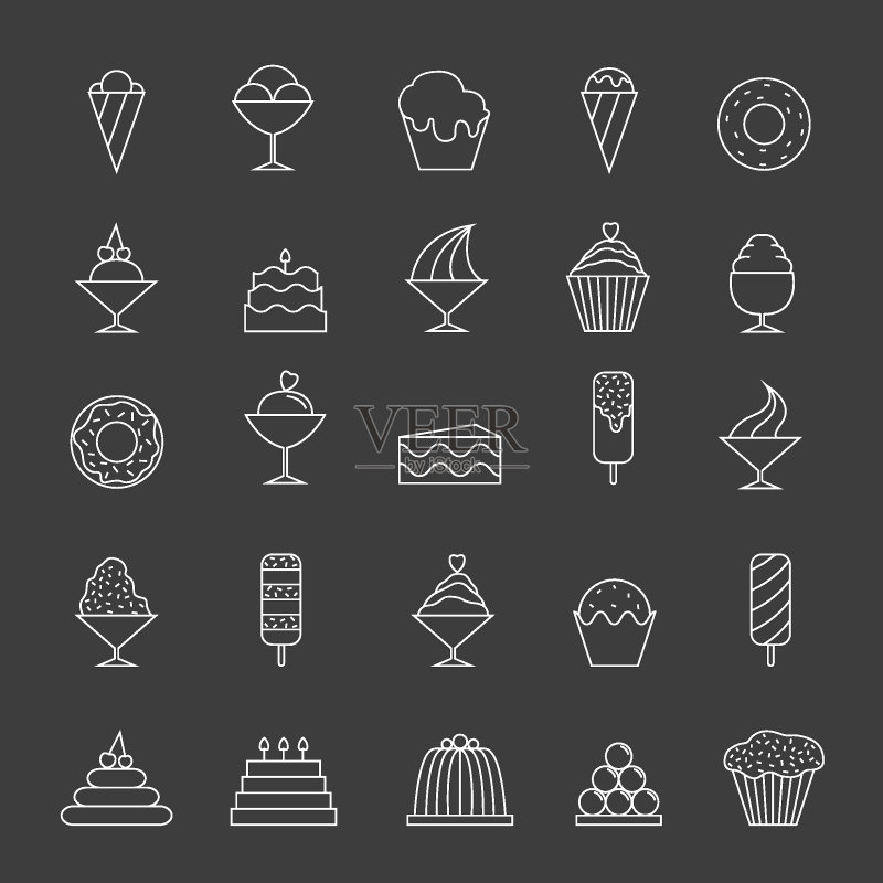 细线甜点图标图标素材