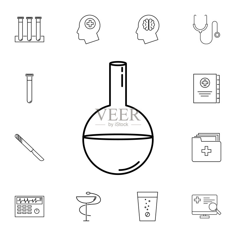 化学试管线性图标:医疗工具Web图标设计图标素材