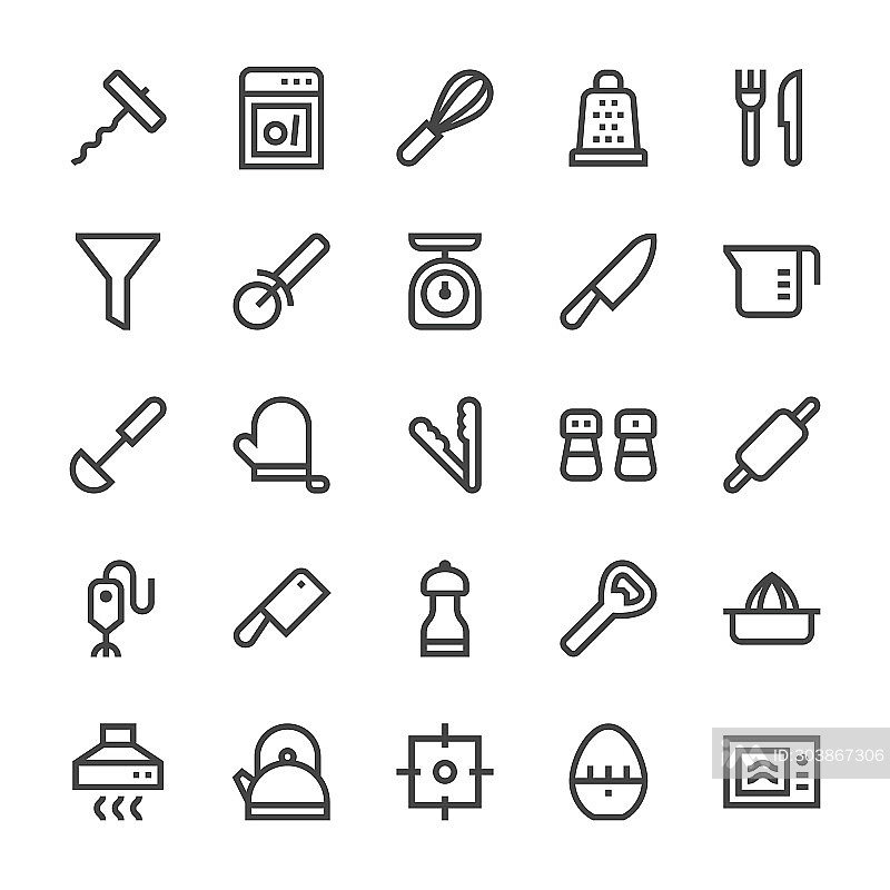 厨房用具图标集1 - MediumX Line图标素材