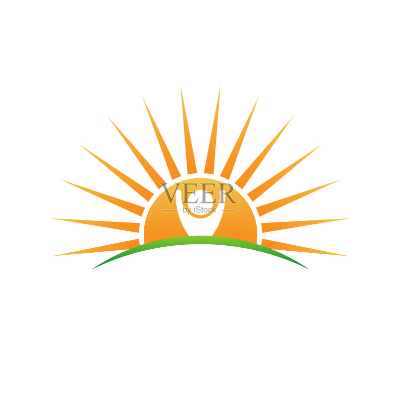 自然的标志。植物和太阳矢量插图正版元素素材