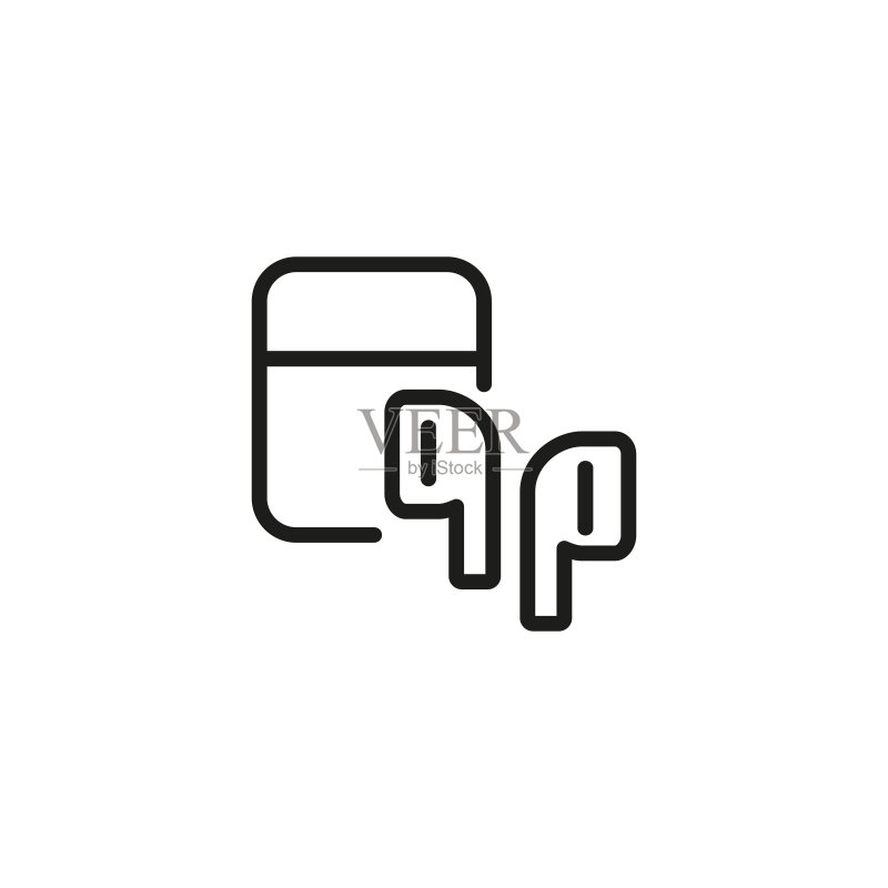 MP3播放器和耳机线性图标图标素材