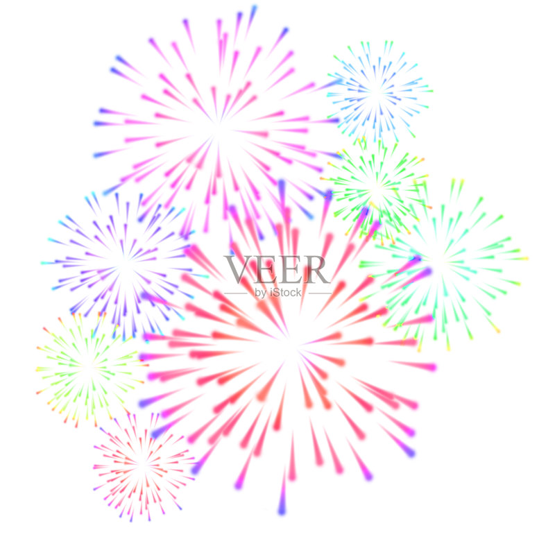 烟花缤纷的狂欢孤立在白色的背景上正版插画素材