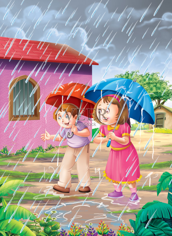 下雨正版插画素材