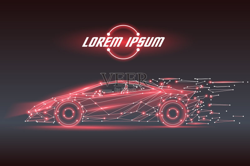 多边形的车说明正版插画素材