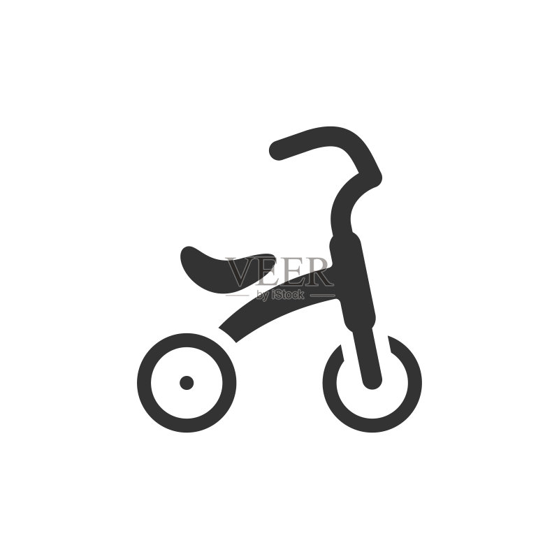 黑白图标 - 儿童三轮车图标素材