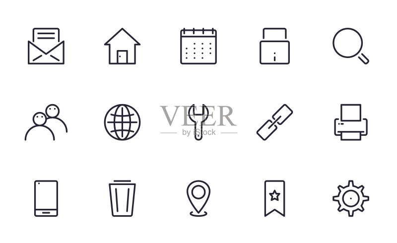 Web图标集(轮廓样式)图标素材