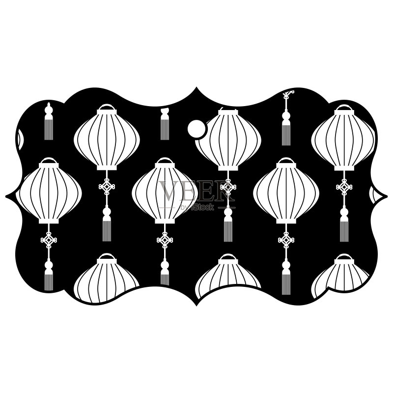 标注经典的灯笼装饰图案正版插画素材