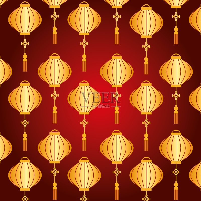 中国灯笼图案装饰精美正版插画素材