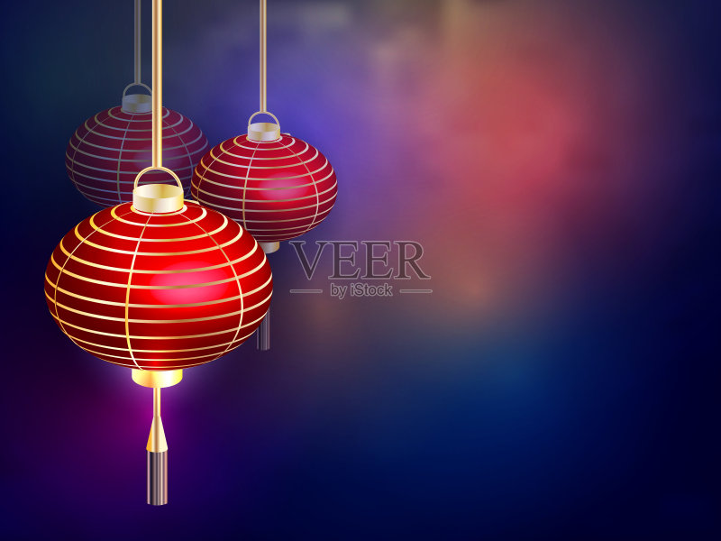 中国新年。明信片中国新年灯笼正版插画素材