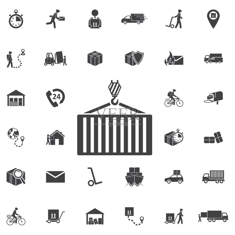 起重机图标(扁平风格)。矢量符号插图图标素材