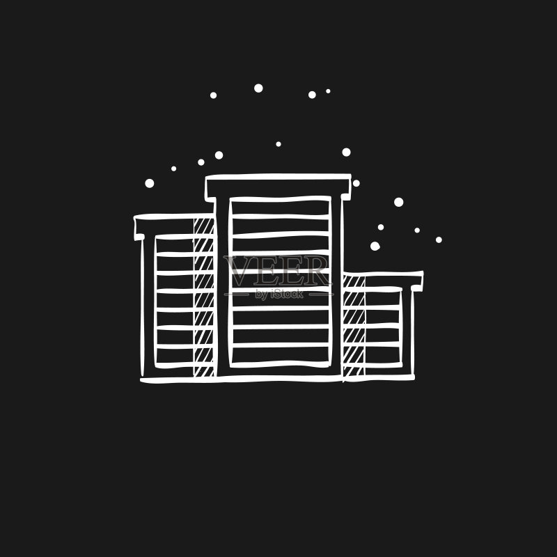 黑色速写图标 - 酒店建筑图标素材