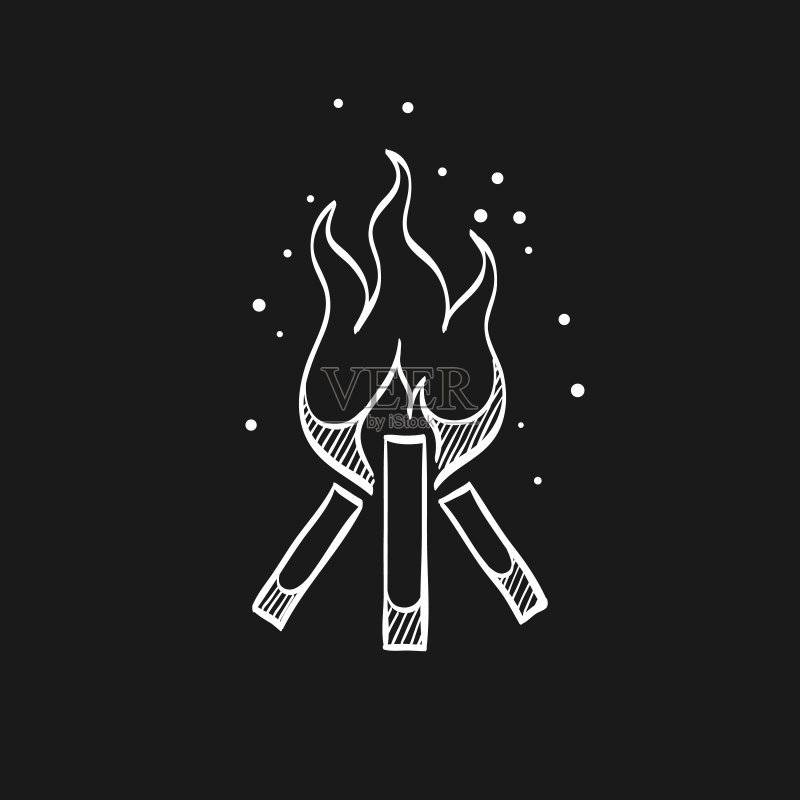 黑色篝火素描图标图标素材