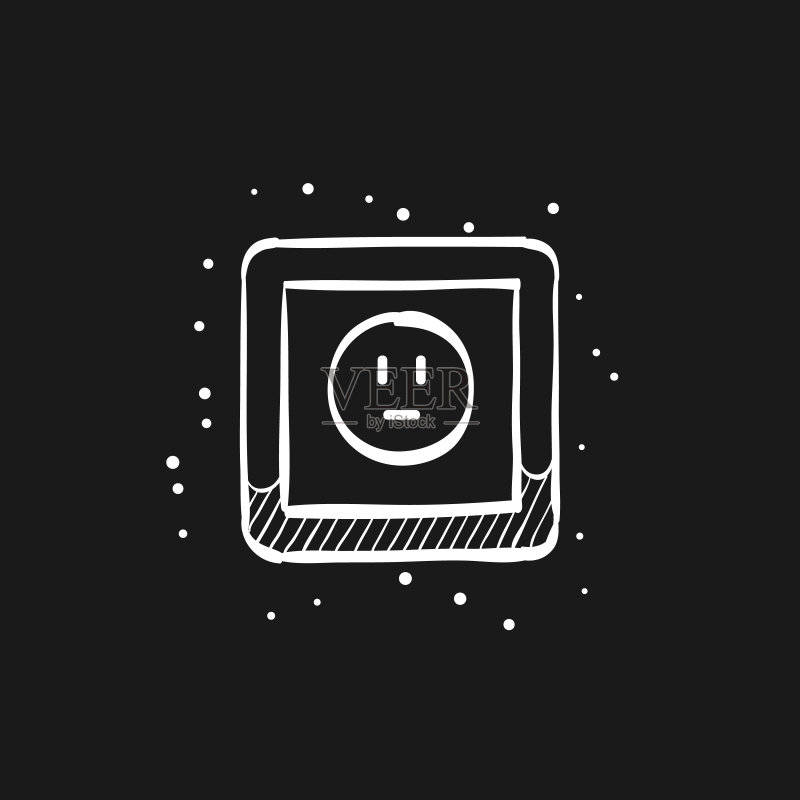 黑色速写图标——保护型电源插座图标素材