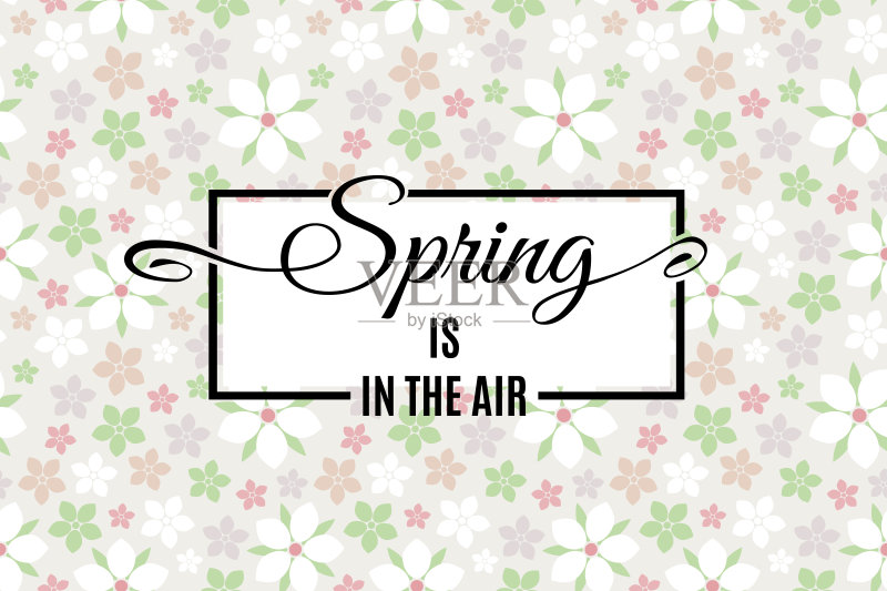 春天在空气中刻字。向量正版模板素材