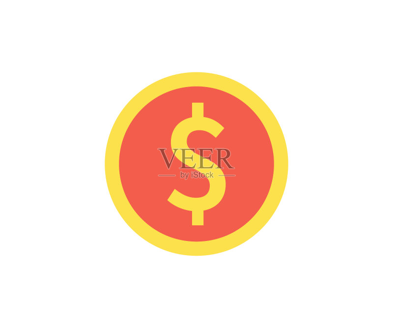 硬币图标:扁平简约风格矢量图图标素材