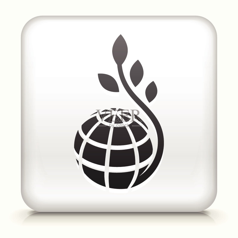 带有地球和植物茎免版税矢量图标按钮图标素材