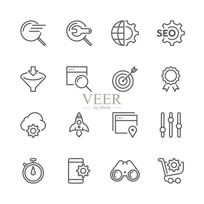 SEO概念线性图标系列矢量素材图标素材