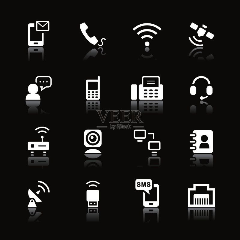 白色图标集|通讯图标素材