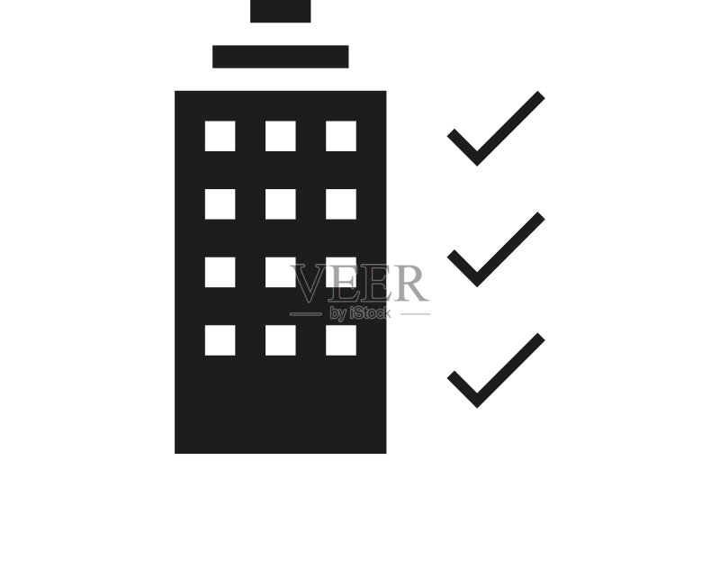 白色背景上的办公楼图标图标素材