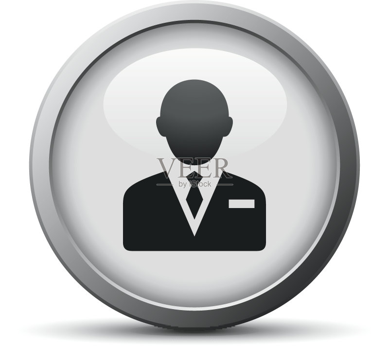 银色按钮上的商务人士图标图标素材