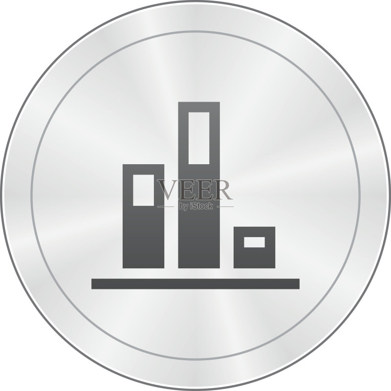 圆形按钮上的条形图图标-锐利系列图标素材