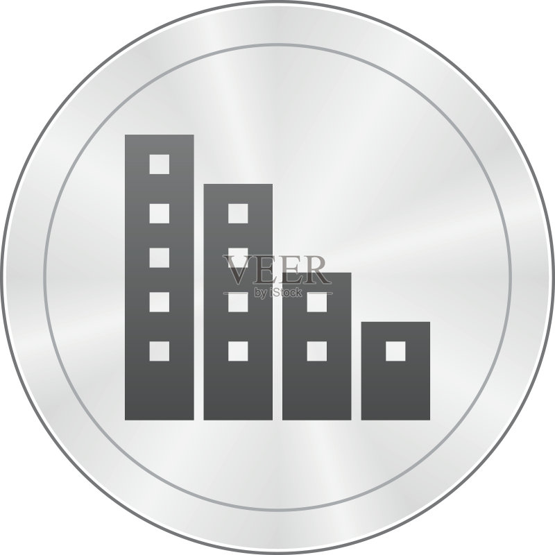 圆形按钮上的公寓楼图标图标素材