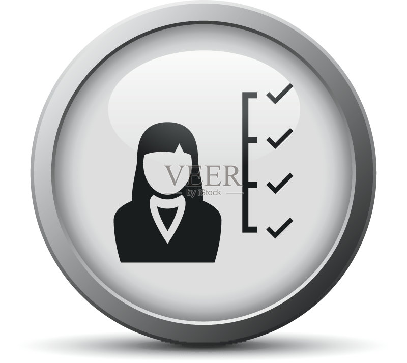 银色按钮上的女商人图标图标素材