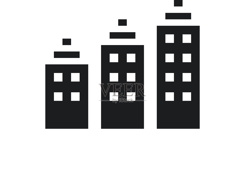 白色背景上的公寓建筑图标 – 单一系列图标素材