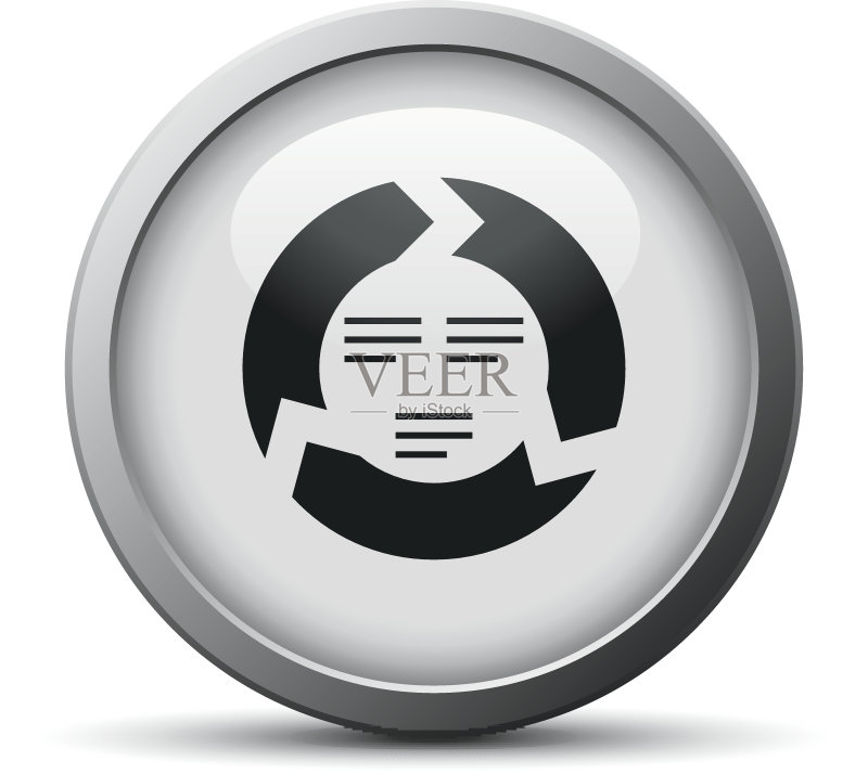 银色按钮上的V形图表图标-银色系列图标素材