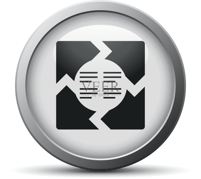 银色按钮上的V形图表图标图标素材