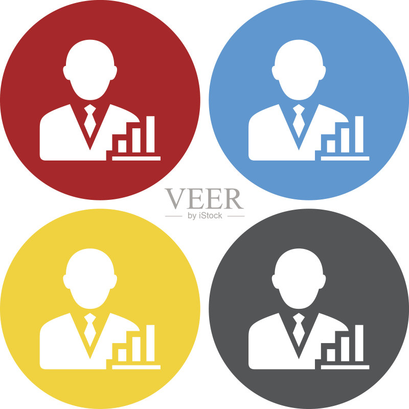 圆形按钮上的商人图标 - 圆圈系列图标素材